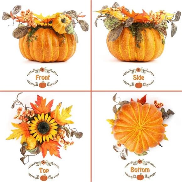 Artificial Pumpkin, 8.5 Inch Fake Pumpkin Artificial Vegetable Faux Pumpkin - Picture 5 of 6